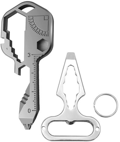 FDCGAS 2 pcs Chiave Multifunzionale in Acciaio Inossidabile,Portachiavi Multifunzionale 24 in 1,Mini Strumento Chiave Portatile, Strumento chiave in acciaio inossidabile,Per Attività all'Aperto