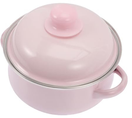 Mipcase Enamel Soup Pot Traditional Cooking Capacity Handles for Stews and Soups Serving Heavy-Duty Enamel Cookware Lid for Kitchen Use