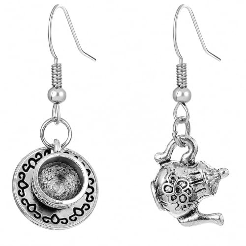 Cute 3D Teapot Coffee Cup Earrings Dangle Vintage Zinc Alloy Jewelry for Women Funny Accessories Party Gifts