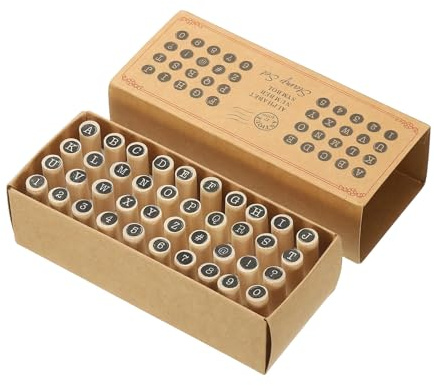 PATIKIL Letter Stamps Number Stamps, 40Pcs Vintage Wood Rubber Stamp Set Alphabet Wooden Stamp Stamper for Card Making DIY Crafting Scrapbooking, Black
