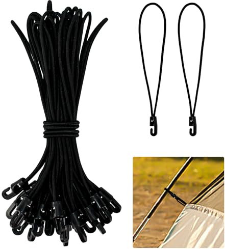 WEFHEF 30 PCS Sangle de Serrage 25cm en Caoutchouc NylonTendeurs Elastique avec Crochets Sangle de Serrage Sac à Dos Randonnée Sangle de Serrage Velo pour Bâches, Camping Camions, Rideaux Tentes