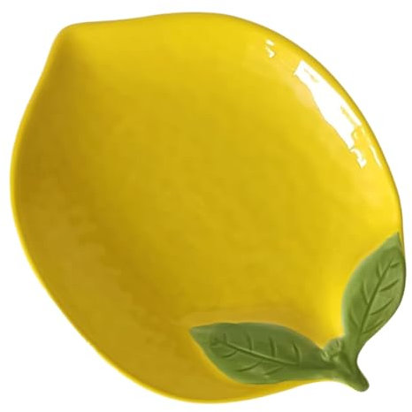 Spoon Rest for Stove Top, Yellow Lemon Shaped Ceramic Cooking Spoon Holder for Kitchen Counter, Cute Rest for Spatula Ladle or Tong