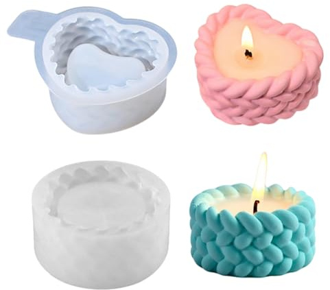Silikonform Teelicht, Silikonformen Gießformen, Herz Teelichthalter Gießformen Silikon, DIY Silikonform Kerzenhalter, Gipsformen zum Gießen, Gießformen Gips, für DIY Handwerk Deko (Set)