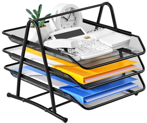 Marbrasse Schreibtisch-Organizer,Briefablage,Stapelbar,in Ablagen für Schreibtisch,Zeitschriften,Büro Organizer, Schreibtischordner Aufbewahrung (3 Tire Schwarz)