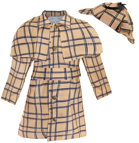 I LOVE FANCY DRESS Costume da detective vittoriano per bambini, taglia XL, cappello da cervo marrone chiaro con cappotto vittoriano abbinato, dettagliato con bottoni e cintura, perfetto per la