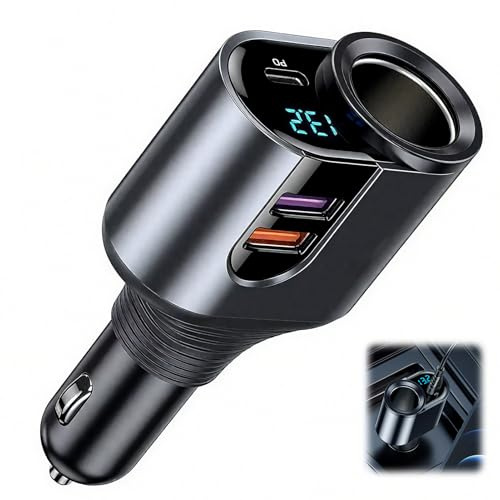 Cargador de Coche USB C, Divisor Mechero Coche 127W | PD 30W + Doble QC3.0, Adaptador Encendedor 12V/24V Carga Rápida para iPhone, iPad, Samsung, Huawei, GPS, Dashcam