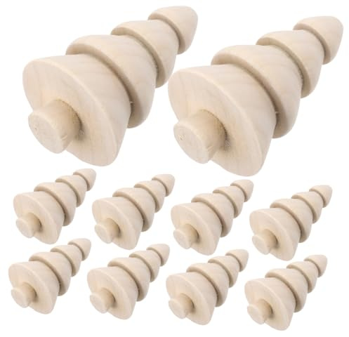 HOMSFOU 10 Stück Mini Holz Weihnachtsbaum Deko Naturbelassene Tannenbaum Figuren aus Massivholz Kompakte DIY Bastelobjekte für Kreative Weihnachtsdekoration für Tisch und Arbeitsplatz