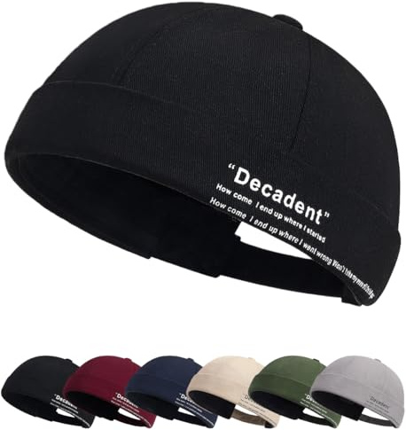 Cozyan Retro Cotone Docker Hat Cappello Senza Visiera Berretto da Portuale Uomo Donna Berretto Cotone Cappellino da Portuale Retro Docker-cap da Motociclista Rolled Cuff Brimless Hat cap