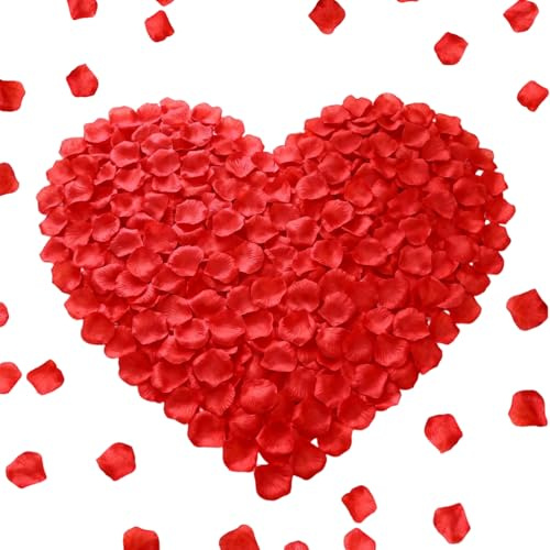 TGKEAIY 1500 Pcs Rose Petals, Artificial Red Rose Petals for Bedroom | Fake Flower Petal for Romantic Decorations, for Wedding, Valentine's Day, Confession, Birthday, Party Decoration, Red