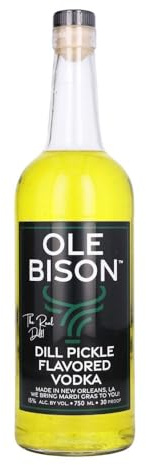 Ole Bison Dill Pickle Flavoured Corn Vodka Drink | 15% ABV | Premium American Craft Vodka Style | 5 Times Distilled | Perfect for Bloody Mary Cocktails & Pickleback Shots