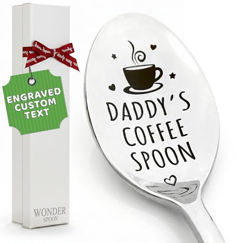 Daddy's Coffee Spoon Personalised Gift - Custom Engraved Present for Father, New Dad, Grandpa - Bespoke Keepsake for Papa on Father’s Day, Birthday Christmas Surprise - Funny Coffee Stirrer