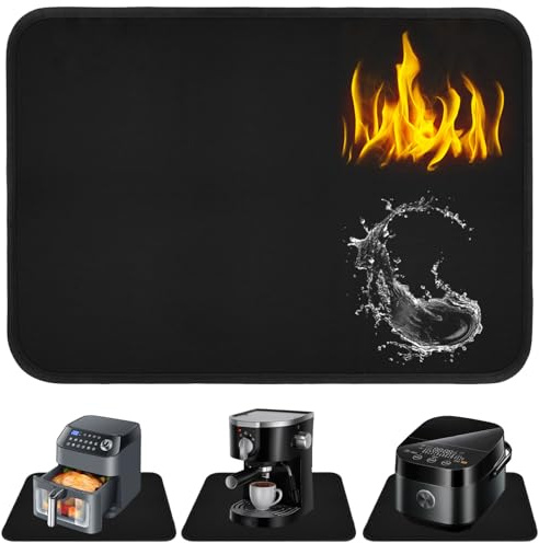 HIVTE Air Fryer Mat for Worktop, Heat Insulation Reusable Fiberglass Mat, Suitable for Microwave Camping Grill, 60x40cm
