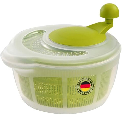 Westmark Centrifuga per insalata, Capacità: 5 litri, ø 26 cm, Plastica, Senza BPA, Fortuna, Colore: Trasparente/Verde, 243222E1