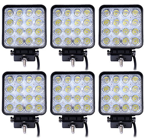 Greenmigo 6X 48W LED-Scheinwerfer,Arbeits- und Rückfahrscheinwerfer,12V/24V,Flutlicht-Reflektor,Arbeitslicht,SUV,UTV,ATV,Offroad-Arbeitsscheinwerfer,Zusatzscheinwerfer | Arbeits- und Rückfahrscheinwerfer, 12V/24V, Flutlicht-Reflektor, SUV, UTV, ATV, Offroad