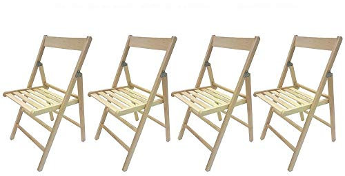 4 SEDIE PIEGHEVOLI BIRRERIA SEDIA IN LEGNO FAGGIO RICHIUDIBILE COMODA PER CAMPEGGIO CASA GIARDINO COLORE NATURALE