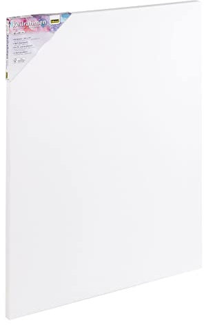 Idena 60006 - Keilrahmen mit Leinwand aus 100% Baumwolle, Grammatur 380 g/m², für Öl- und Acrylfarben, ca. 60 x 80 cm groß, weiß