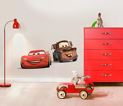 Komar Disney Deco-Sticker CARS FRIENDS | 50x70cm | Wandtattoo, Wandsticker, Wandaufkleber, Wandbild, Auto, Rennauto, Lightning McQueen, Kinderzimmer -14015h