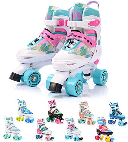 meteor Retro Rollschuhe Disco Roll Skate wie in den 80er Jahren Jugend Roll-Schuhe Kinder Quad Skate 5 Verschiedene Farbvarianten Inline-Skates Einstellbare Größe des Schuhs L 39-42