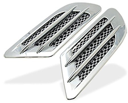 SILBER - Dekorative selbstklebend 2er Set Air Flow Fender left Lufteinlass Gitter Vent Dekoration Aufkleber Sport style tuning Lufthutze Motorhaube Abdeckung INION