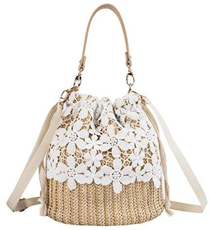 YAKEFJ Stroh-Umhängetasche, Damen-Handtasche mit Tragegriff oben, Sommer, Strand, Geldbörse, Schultertasche, blume, Einheitsgröße