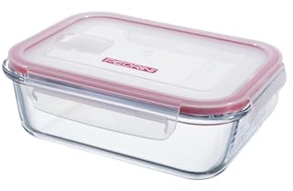 Pedrini Contenitore ermetico per alimenti in vetro con coperchio rettangolare 1500 ml