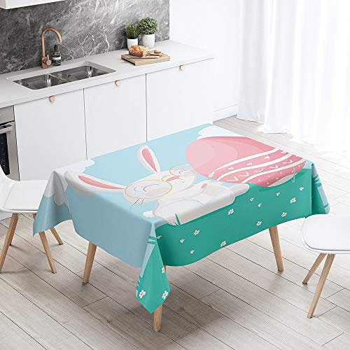Oduo Tischdecke Wasserdicht Polyester Rechteckig, Pflegeleicht Fleckschutz Ölfest Abwaschbar Outdoor Garten Deko Mehrzweck Farbe & Größe Wählbar, Osterhasen Drucken (rot,140x140cm)