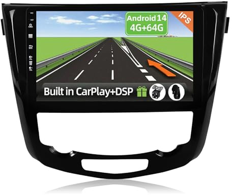 YUNTX [4GB+64GB] Android 14 Autoradio per Nissan X-Trail Qashqai j11 Rouge(2014-2017)-[Incorporato Carplay/Android Auto/DSP/GPS]-IPS 2.5D 10.1 Touch Screen-CAM+MIC-DAB/Mirror Link/Bluetooth 5.0/WiFi