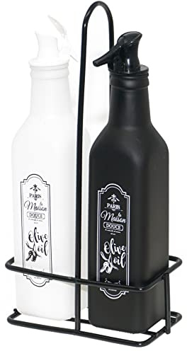 Lashuma 2 Stück Ölflaschen 250 ml, Öl Behälter Schwarz Weiß, Essigflaschen aus Glas, Füllmenge: 250 ml