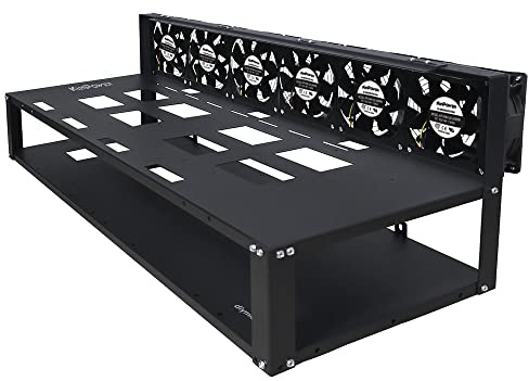 KINPOWER Cadre Rig Minage Ouvert avec 6 Fans Supporte 8 GPU pour l'extraction Crypto Monnaie (L'unité)