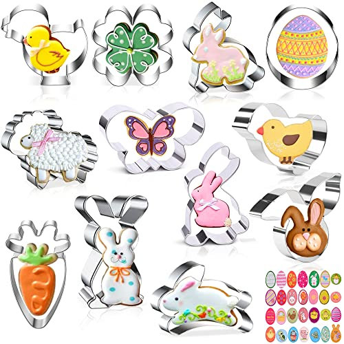 Lubibi 12PCS Pasqua Formine Biscotti,Formine Biscotti Pasqua, Stampi per Biscotti Pasquali Coniglio Uovo Pulcino Stampo Tagliabiscotti Pasquale, Forme Cookie Cutter Pasquale Inox Decorazioni pasquali
