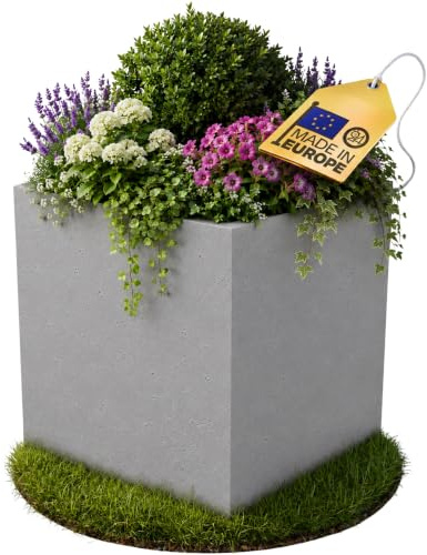 Ondis24 Pflanzkübel Blumenkübel Blumentopf Vulkan 40 mit Wasserspeicher Winterfest (Grau Basalt)