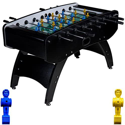 RAMROXX Fußball Tischkicker Profi Schwarz grünes Spielfeld Figuren Blau Gelb 80kg