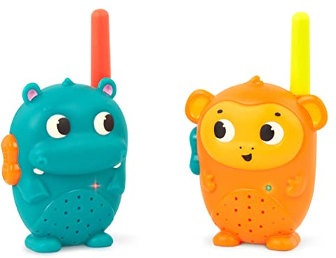 B. toys Nilpferd & AFFE Walkie-Talkies mit 100-Fuß-Reichweite | Set mit 2 Walkie-Talkies im Tierdesign, einfache Knopfbedienung für drinnen und draußen, Nilpferd & Affe, 3+ Jahre