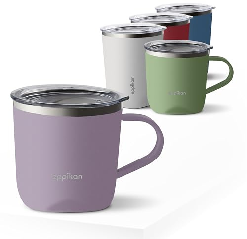 eppikan eppiLungo Edelstahl Thermobecher, Isolierbecher, Kaffeetasse, Trinkbecher, Thermotasse 220ml, 280ml mit Deckel, für Kaffee und Tee (Dusty Violet, 220 ml)
