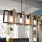 Kitchen Island Lighting,4 - Light Dining Room Farmhouse Chandelier,Black Modern Pendant Lighting,Pool Table Lights,Wood and Matte Black Metal Finish (4 Heads,Wood)
