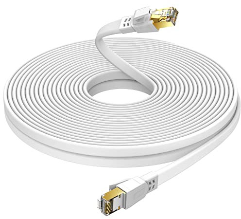 Ercielook 30m lan kabel CAT8 - Hochgeschwindigkeits Netzwerkkabel für den Außen- und Innenbereich, 40 Gbit/s lankabelverlaengerung für Router/Gaming/Modem