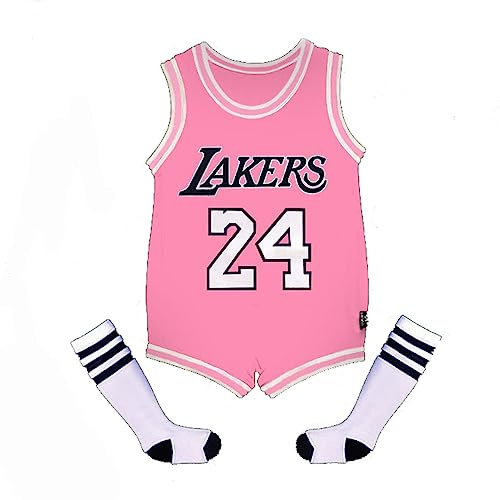Acuryx Sparkdräkt för barn, skjorta med strumpor med önskat namn + nummer, jersey da basket, fotbollsoveraller, baby, pojkar, flickor, klädset, Rosa 24, 14-18 Monate