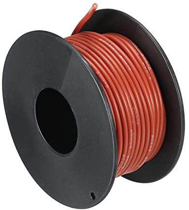 sourcing map 20AWG Elektrischer Draht 15 Meter Stromkabel 0,52 mm² Verzinntes Kupferkabel Flexibel Silikonkabel Litzenkern Klingeldraht Verdrahtungsleitung für DIY KFZ Auto Modell, Rot