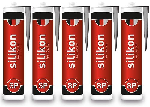 Sanitär-Silikon 310 ml Kartusche grau, Fugendichtmasse für Bad, Dusche, Küche, wasserfest mit Schutzeffekt, Schimmelresistent, UV- und witterungsbeständig (5)