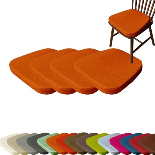 Stuhlkissen mit Bändern, 4er-Set Sitzkissen 43×42×33×3cm, Waschbare Stuhlauflage rutschfest, Sitzpolster für Indoor und Outdoor, Hocker, Stühle, Bänke und Fußböden