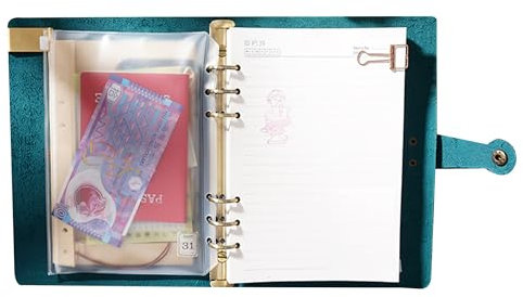 KISSKI·H Olvido A6 Nachfüllbares Leder-Tagebuch, Schreib-Notizbuch, Vintage-Planer, 6-Ring-Binder Mit Leder-Druckknopf, Reisetagebuch, Geschenk für Damen/Herren, Blau
