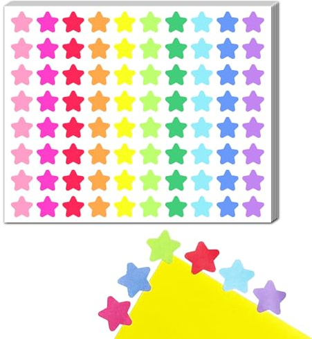 1200 Pieces, 12mm - Coloured Star Stickers, Reward Stickers for Children - 10 Colours