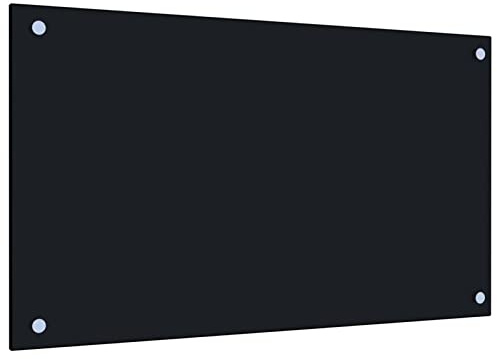 Homgoday Azulejo de Cocina, Protector Antisalpicaduras Resistente al Calor y a los Arañazos para Cocinas, Panel de Pared de Cocina Resistente a los Arañazos, Fácil de Limpiar, Negro, 70x40 cm, Vidrio