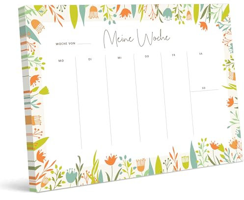 Cucoller Wochenplaner Block A4 ohne festes Datum (50 Seiten), Schreibtischunterlage mit To Do Liste, Wochenkalender Wochen Planer mit Wochenübersicht für Termine, Aufgaben & Notizen