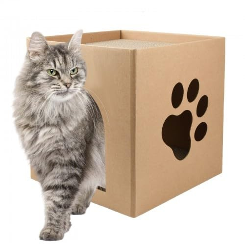 Rapidbok Kratzpappe für Katzen 30x30x30cm, Natürliche Katzenkratzbretter, Katzenkratzbox, Lounge-Bett mit Bio-Katzenminze, Katzenkratzbrett aus Pappe, Kratzspielzeug Lounge für Katzen Kätzchen