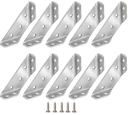 10 pezzi angoli triangolari in metallo, giunti angolari in legno con viti, supporto angolare scrivania in legno | Connettori angolari in legno per collegare armadi in legno