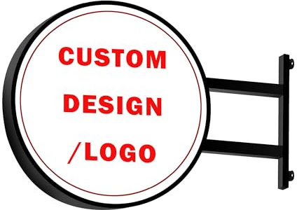 Benutzerdefinierte runde Licht Box Store Front Sign, personalisierte LED Licht Box doppelseitige runde LED Schilder benutzerdefinierte Business-Logo für Shop Bar Cafe Beauty Nail Salon Dekor