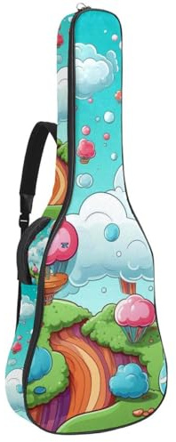 Tasche für Akustikgitarre, wasserdicht, Gigbag mit mehreren Taschen, schöne Tasche für 40/41/42 Zoll Akustikgitarre, bunte Wolken, mehrfarbig, 42.9x16.9x4.7 in, Gitarrentasche