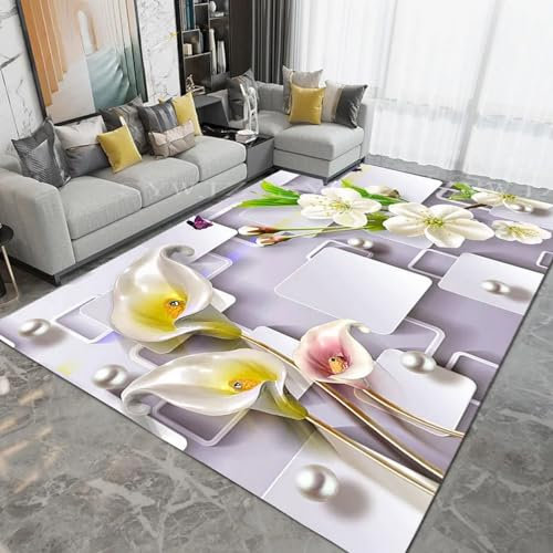 Tiere Schmetterlinge Blumen Teppich Kinderteppich Wohnzimmerteppich Schlafzimmerteppich 3D-Gedruckter Superweicher Flanelltep 80 X 120 Cm - Leicht Zu Reinigendes, Weiches Polyester Mit -30001897129861