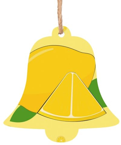 Cartoon Lemon 6 pezzi di decorazioni natalizie in legno, adatte per pareti di Natale, porte e finestre, alberi di Natale, ornamenti a campana per albero di Natale